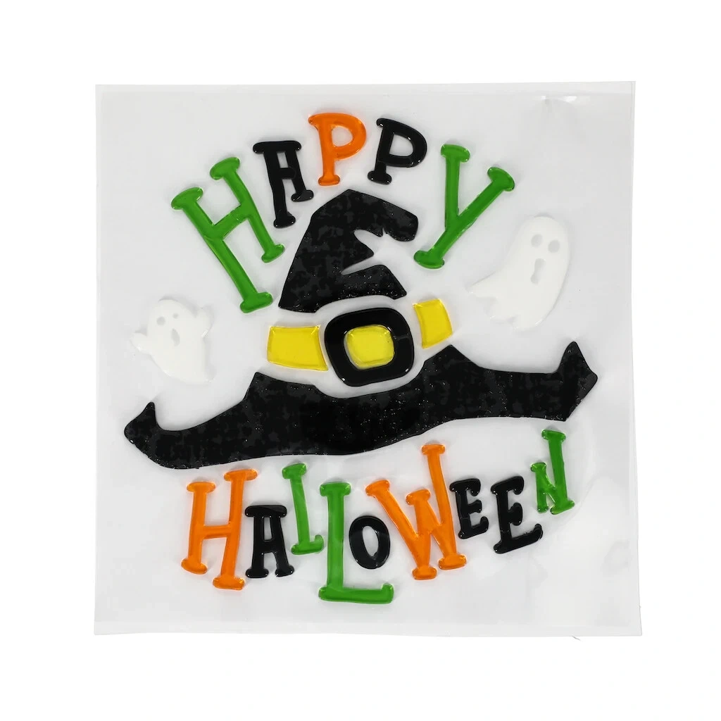 Halloween Gel Window Decorations, 7.875×9.875-in. Pack Happy Halloween