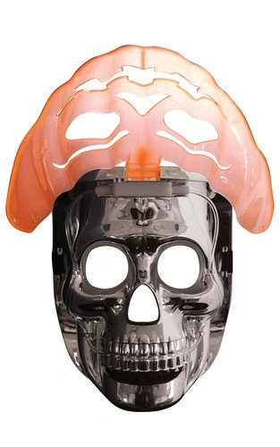 PUMPKIN Mask Glow in Dark Halloween Scary Light Up Orange Fancy Dress Adult Skull - Image 2