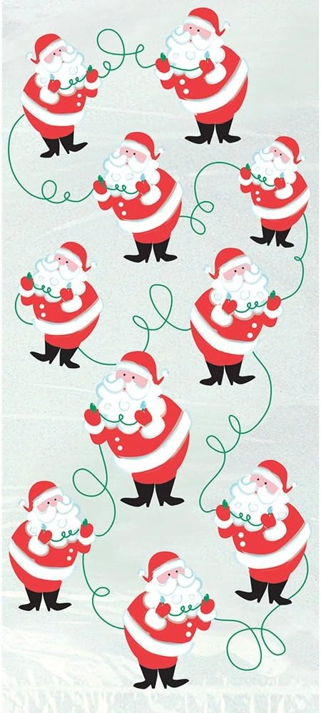 Cellophane Santa Christmas Party Bags, Pack of 20