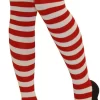 Ladies Girls Red & White Stripe Stripy Striped Over The Knee Thigh High Long Socks