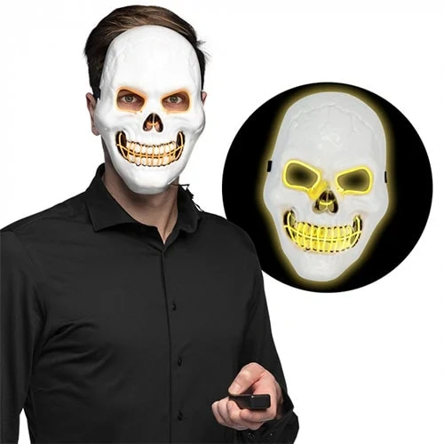 White Killer Skull Halloween LED Plastic Face Mask