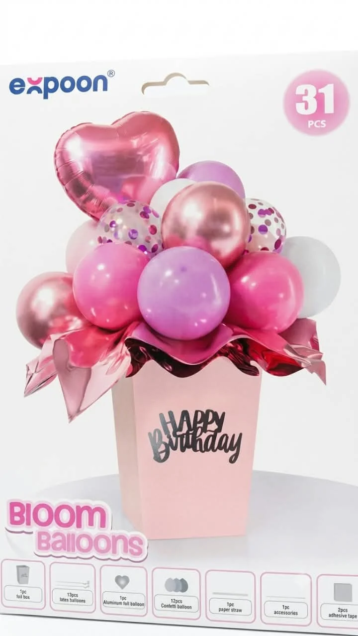 Pink Happy Birthday Balloon Bouquet Set (31 Pcs) - Image 2