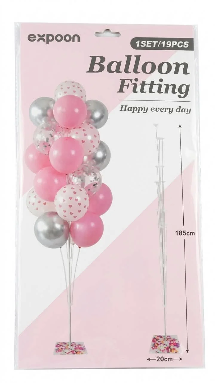 Elegant Pink, Silver & White Standing Balloon Tower Kit for Party Decor - Image 2