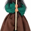 Green Witch With Broomstick Hanging Decoration