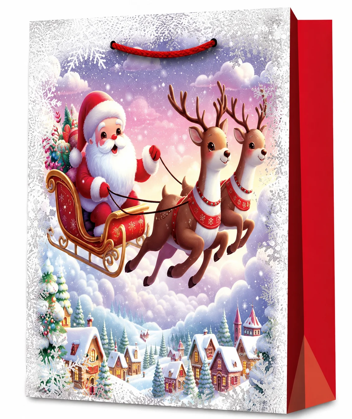 3 x L Christmas Bags with Handle for Gifting - QZGZD-6712A-2
