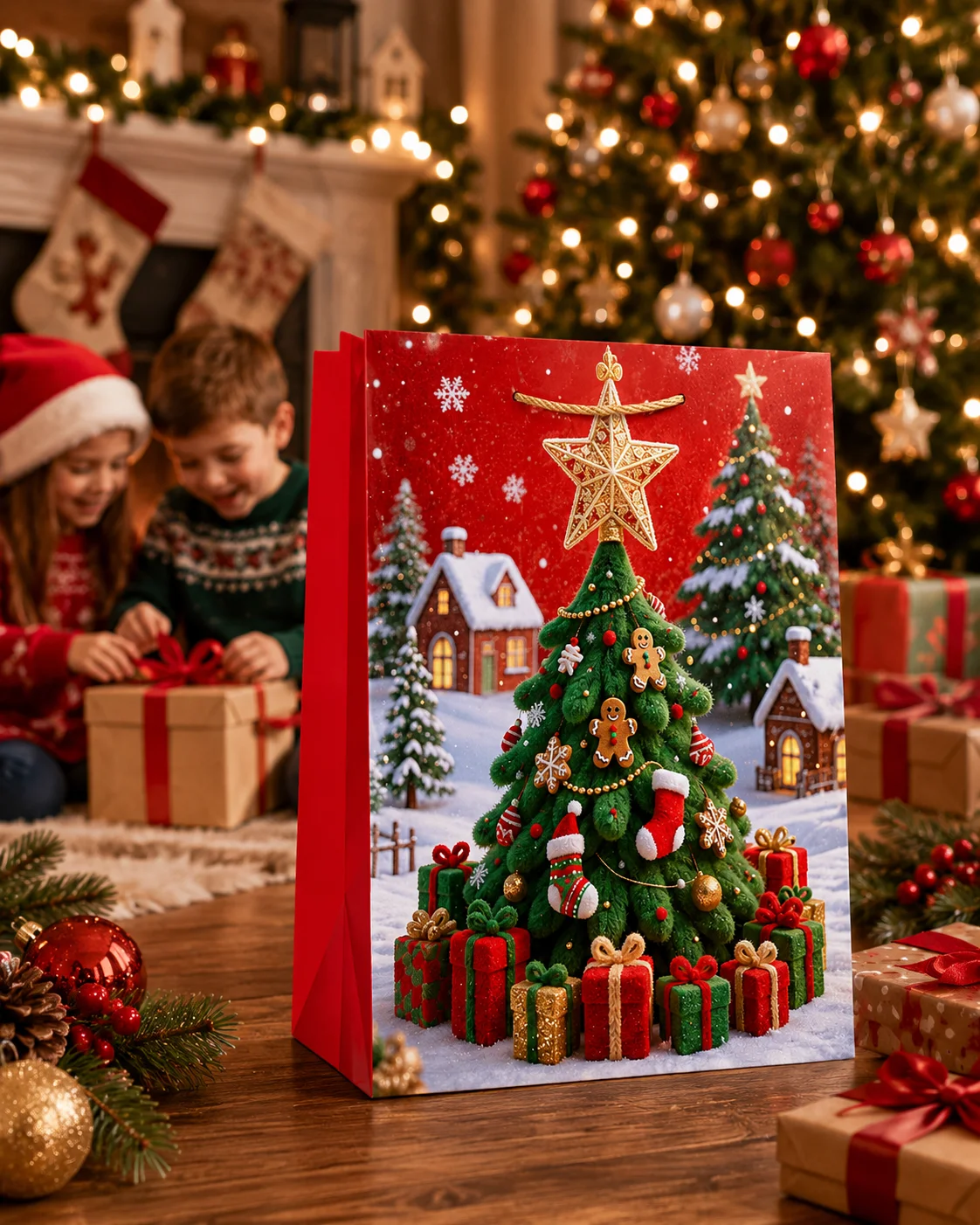 3 x M Christmas Bags with Handle for Gifting - SD-3005M-2 - Image 2