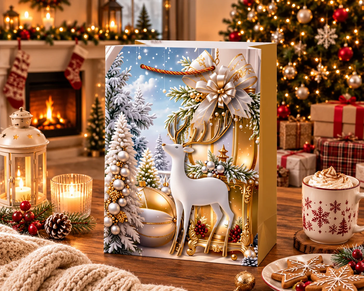 3 x L Christmas Bags with Handle for Gifting - SD-393L-4 - Image 2