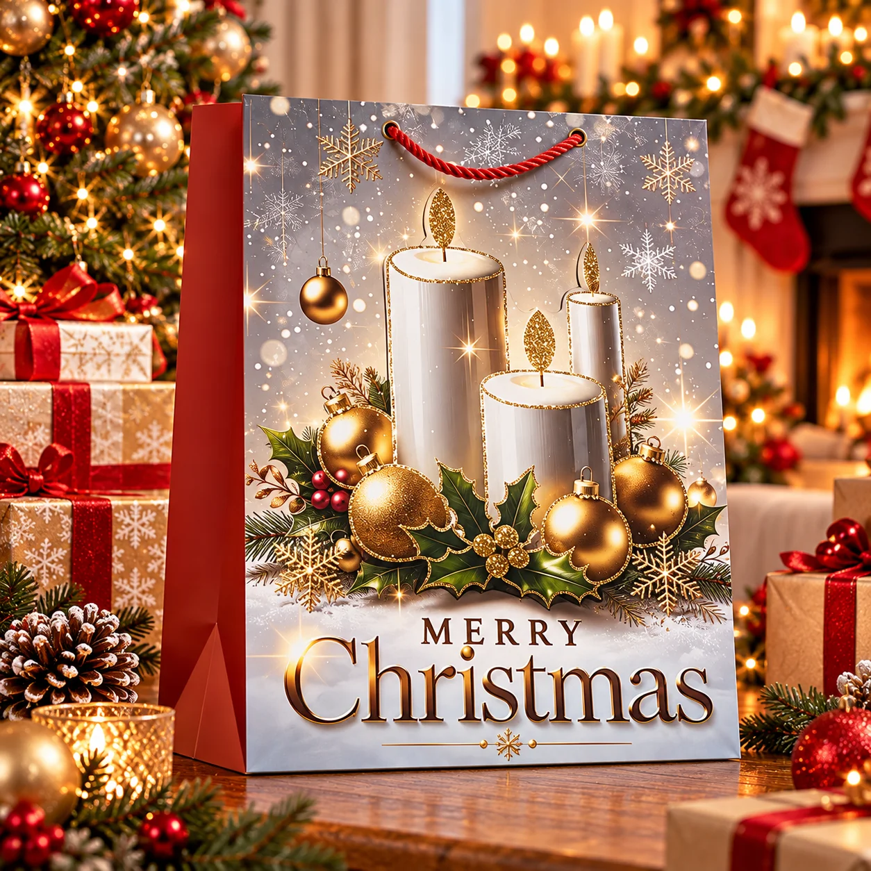 3 x M Christmas Bags with Handle for Gifting - SD-785M-4 - Image 2
