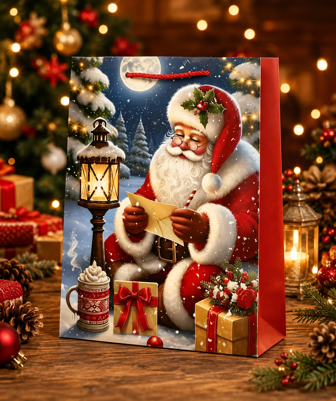 3 x L Christmas Bags with Handle for Gifting - SM539L-1 - Image 2