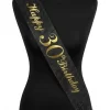 Happy 30th Birthday Black Glitter Sash