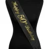 Happy 50th Birthday Black Glitter Sash
