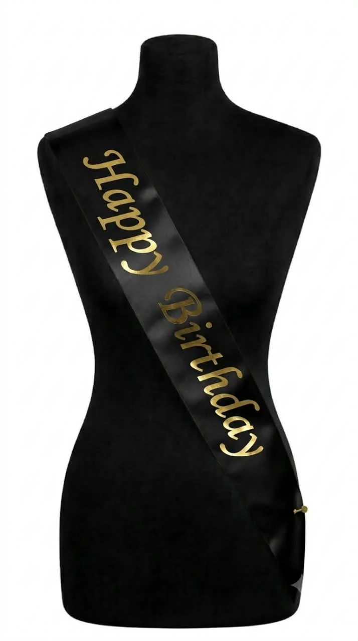 Black "Happy Birthday" Sash