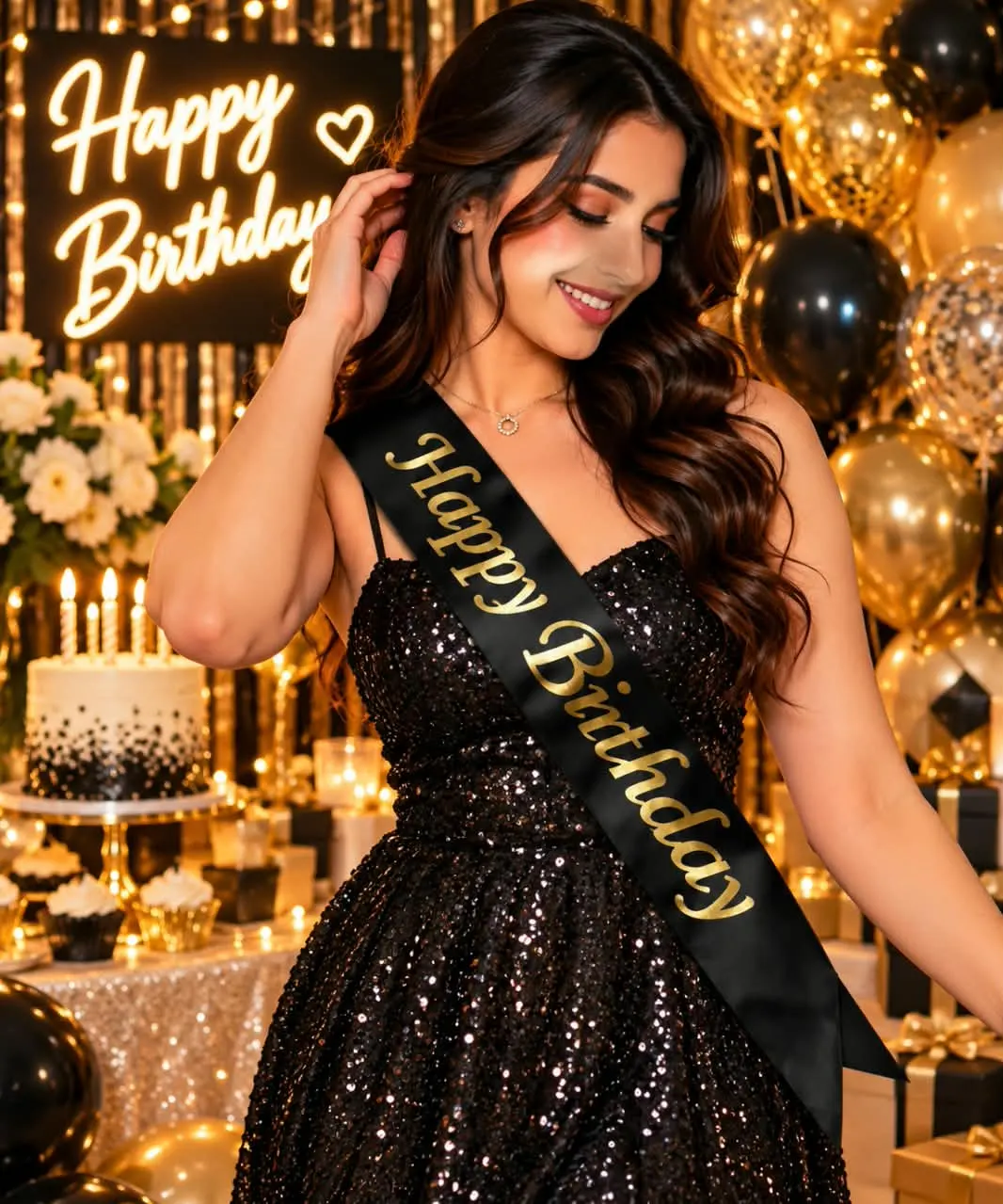 Black "Happy Birthday" Sash - Image 2