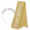 Gold Glitter Happy Birthday Sash & Headband Set
