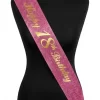 Happy 18th Birthday Pink Glitter Sash