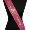 Happy 50th Birthday Pink Glitter Sash