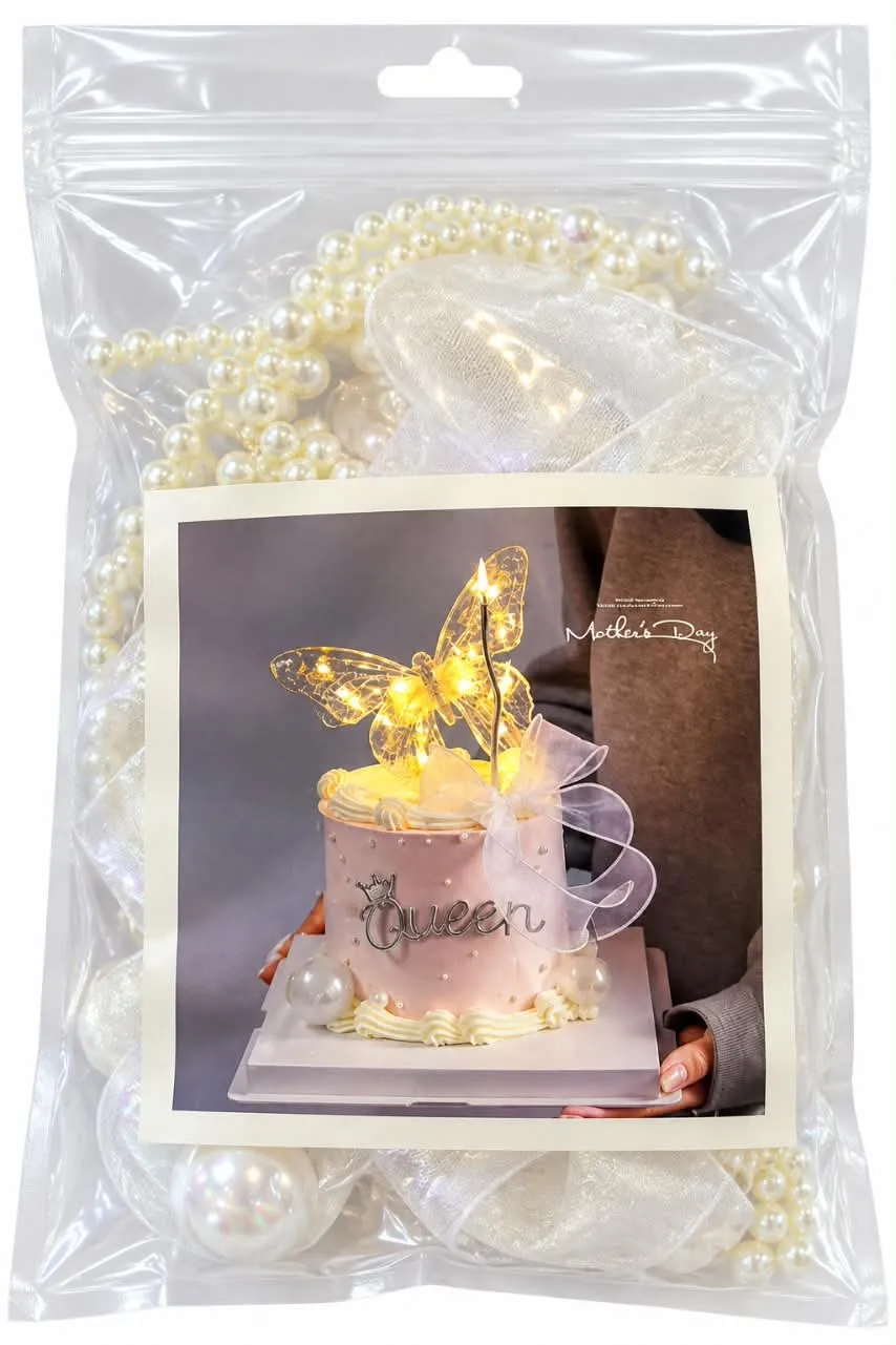 Pearl Butterfly Cake Topper Decoration Set - Image 3