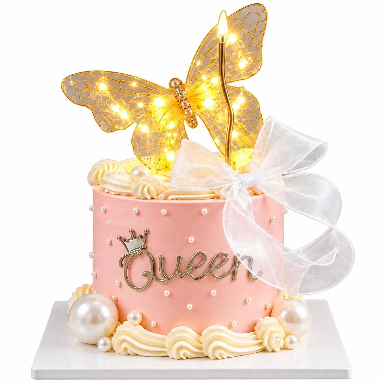 Pearl Butterfly Cake Topper Decoration Set