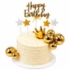 Gold Happy Birthday Cake Topper Set
